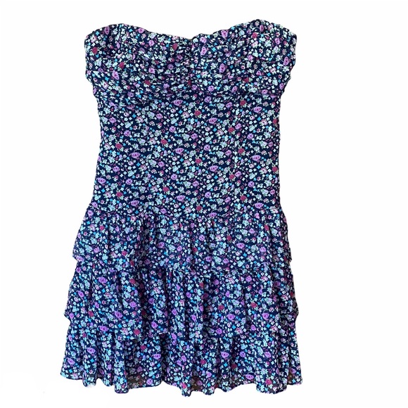 Express Dresses & Skirts - Express Tube Top Floral Tiered Ruffle Dress
